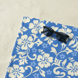 Serviette De Plage Kapalua Pareau Hibiscus Hawaïen - Pervenche