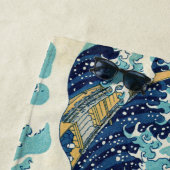 Serviette De Plage Katsushika Hokusai - La Grande vague au large de K (En situation)
