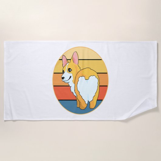Serviette De Plage Kawaii Corgi (Devant)