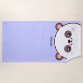 Serviette De Plage Kawaii Panda Enfants Personnalisés Violet (Devant)