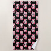 Serviette De Plage Kawaii Rose Kitty Cats Design (Devant)