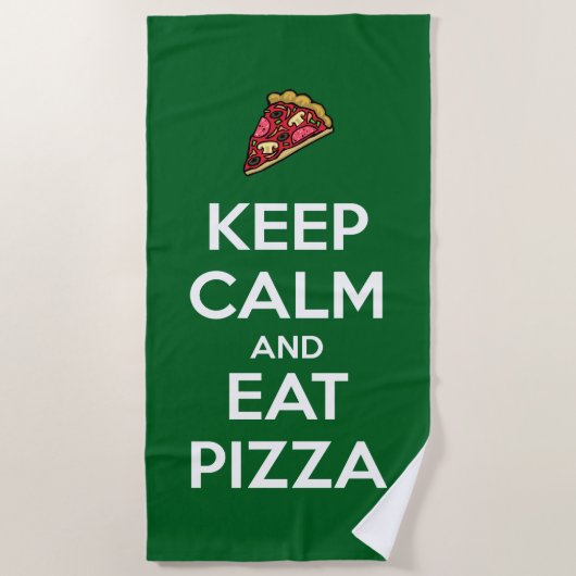 Serviette De Plage Keep Calm and Eat Pizza 2 (Devant)