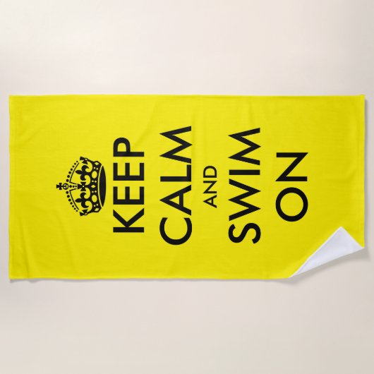 Serviette De Plage Keep calm and swim on funny yellow beach towel (Devant)