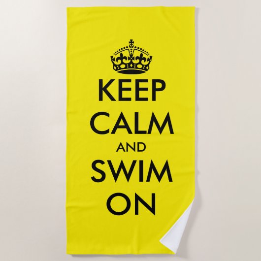 Serviette De Plage Keep calm and swim on funny yellow beach towel (Devant)
