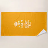 Serviette De Plage Keep Calm and Your Text on Accent Yellow (Devant)