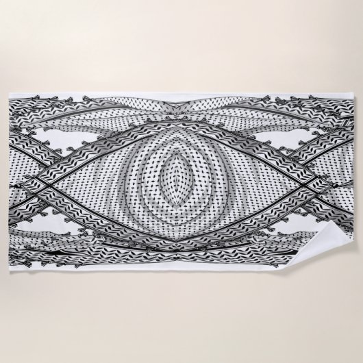 Serviette De Plage Keffiyeh Écharpe palestinienne tissu traditionnel (Devant)
