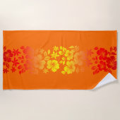 Serviette De Plage Ketmie hawaïenne de mélange d'île florale - orange (Devant)