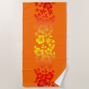 Serviette De Plage Ketmie hawaïenne de mélange d'île florale - orange