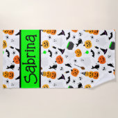 Serviette De Plage Kid Halloween Ghost Citrouille Black Chat Personna (Devant)