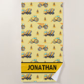 Serviette De Plage Kids' Construction Truck – Fun & Customizable (Devant)