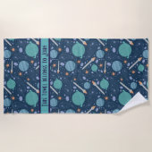 Serviette De Plage Kids Rocket Ship Jupiter Saturn Planet Stars (Devant)