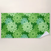 Serviette De Plage Kimono floral moderne Impression, Vert citron (Devant)