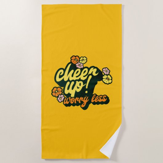 SERVIETTE DE PLAGE KITCHEN CHEER UP WORRY LESS BEACH TOWEL  (Devant)