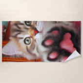 Serviette De Plage Kitten et Paw (Devant)