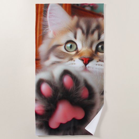Serviette De Plage Kitten et Paw (Devant)