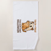 Serviette De Plage kitty portant un masque prêt pour sa première Hall (Devant)