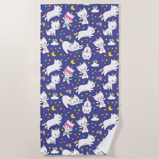Serviette de plage Kitty Unicorns (Devant)