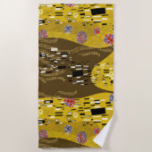 Serviette De Plage Klimt Inspiré Or Motif Art Nouveau Le Baiser (Devant)