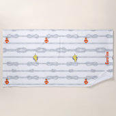 Serviette De Plage Knots and little fishes. Customisable (Devant)