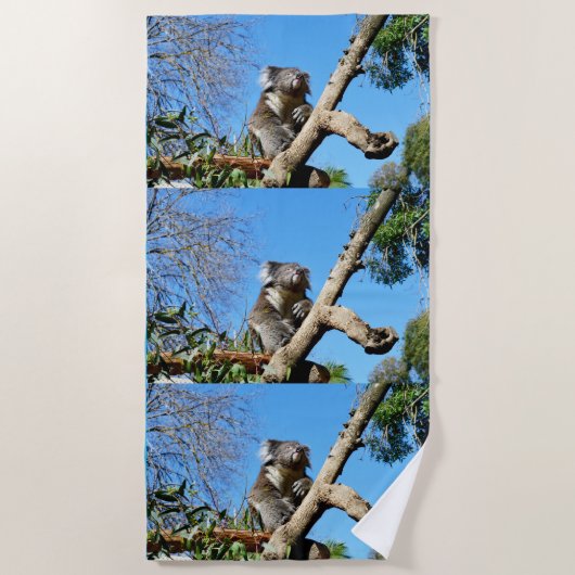 Serviette De Plage Koala A Le Temps De Réfléchir À La Vie, (Devant)