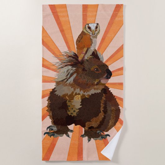 SERVIETTE DE PLAGE KOALA BEAR & OWL BEACH TOWEL (Devant)