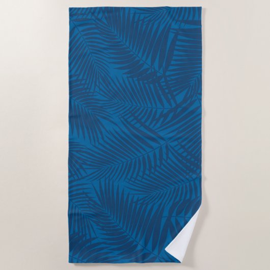 Serviette De Plage Kona Palms Hawaiian Leaf Tropical - Indigo (Devant)