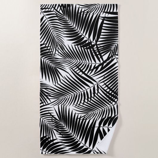 Serviette De Plage Kona Palms Hawaiian Leaf Tropical - Noir (Devant)