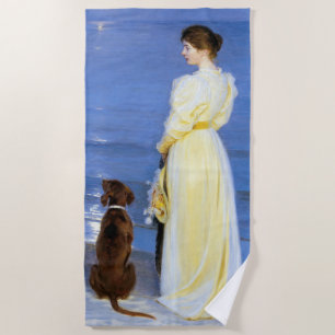 Serviette De Plage Kroyer - La femme et le chien de l'artiste sur le