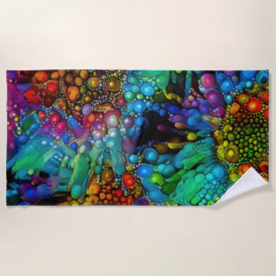 Serviette De Plage La bulle psychédélique éclate les marguerites Abst