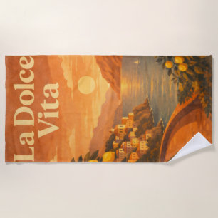 Serviette De Plage La Dolce Vita – Affiche de voyage rétro de la côte
