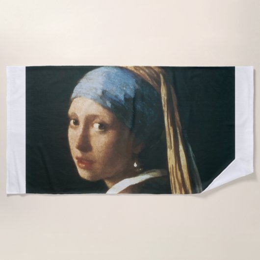 Serviette De Plage La fille avec une boucle d'oreille de perle (Devant)