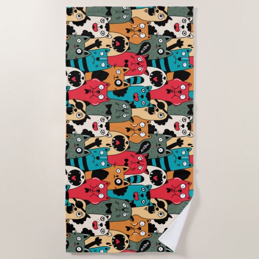 Serviette De Plage La foule des chats (Devant)