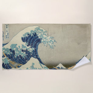 Serviette De Plage La Grande Vague au large de Kanagawa par Hokusai