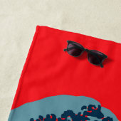 Serviette De Plage La grande vague de Hokusai dans le style Pop Vibra (En situation)