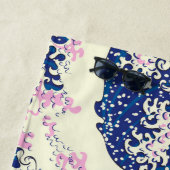 Serviette De Plage La grande vague des kanagawa et des palmiers (En situation)