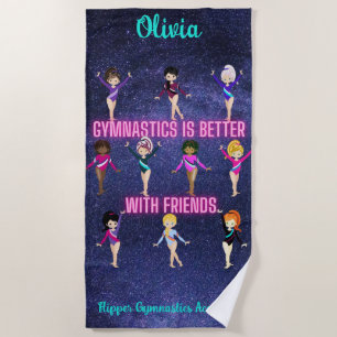 Serviette De Plage La Gymnastique Est Mieux Avec Des Amis Personnalis