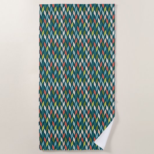 Serviette De Plage La moitié du siècle Teal moderne et motif de (Devant)