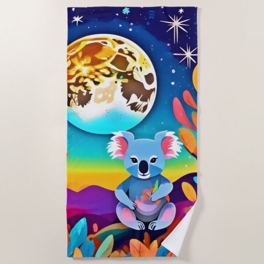 Serviette De Plage La nuit Lune de Koala (Devant)