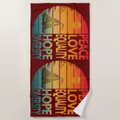 SERVIETTE DE PLAGE LA PAIX AIME L'ÉGALITÉ ESPÈRE LA DIVERSITÉ (Devant)