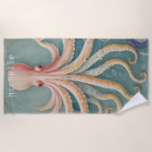 Serviette De Plage La pieuvre pastel du récif enchanté (Devant)