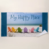 Serviette De Plage La plage est mon endroit heureux (Devant)