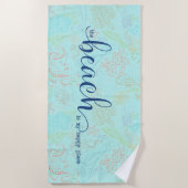 Serviette De Plage La plage est mon endroit heureux (Devant)