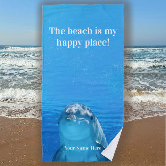 Serviette De Plage La plage est mon endroit heureux Blue Dolphin Beac