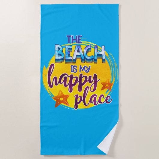 Serviette De Plage La Plage Est Mon Endroit Heureux Citation Ocean Se (Devant)
