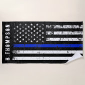 Serviette De Plage La police a dénommé la coutume de drapeau (Devant)