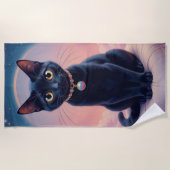 Serviette De Plage La Reine Du Ciel De Chat Noir (Devant)