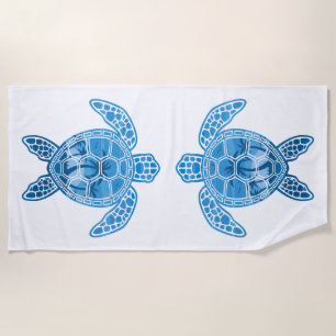 Serviette De Plage La tortue de mer des îles tropicales en bleu
