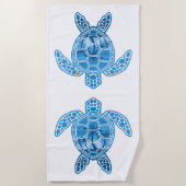 Serviette De Plage La tortue de mer des îles tropicales en bleu (Devant)