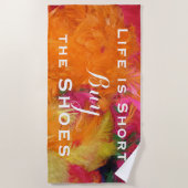 Serviette De Plage La vie est courte Acheter Chaussures Orange Rose F (Devant)