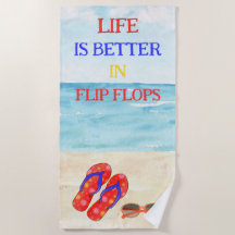 La vie est meilleure à Flip Flops Beach Towel